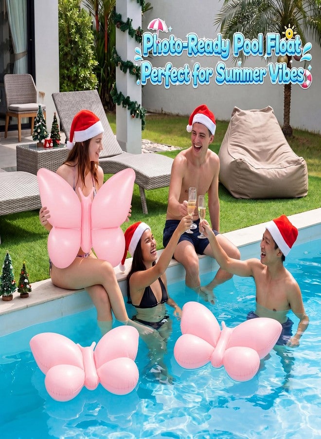 Teyva Daily 6 Pcs Inflatable Butterfly Pool Floats with Pump, Pink - Image 4