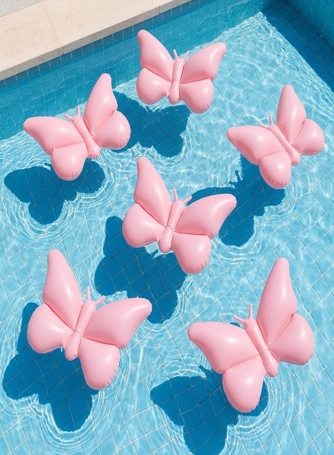 Teyva Daily 6 Pcs Inflatable Butterfly Pool Floats with Pump, Pink - Image 1