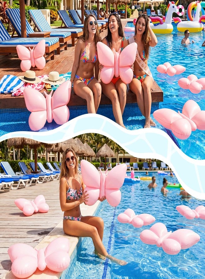 Teyva Daily 6 Pcs Inflatable Butterfly Pool Floats with Pump, Pink - Image 5