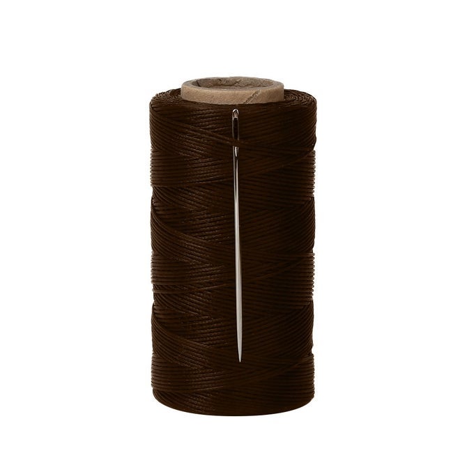 328YARDS 150D 1MM WAXED THREAD FLAT SEWING WAX SAIL KIT WITH NEEDLES FOR LEATHER DIY PROJECTBROWN