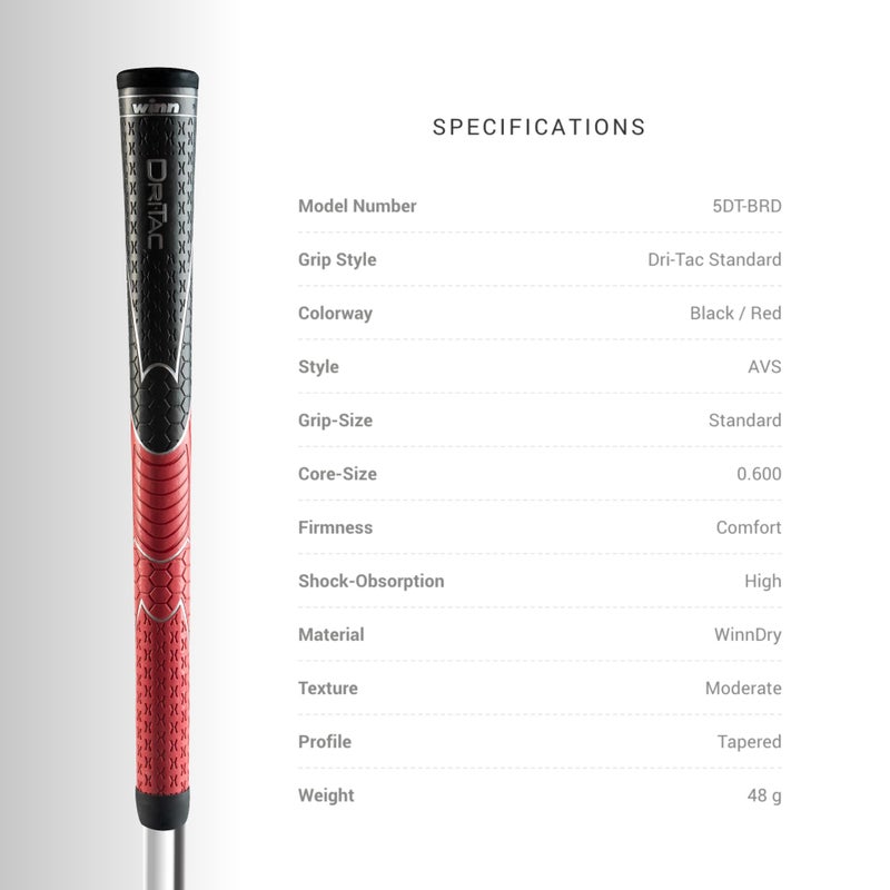 WINN DRI-TAC STANDARD Golf Grip, Non-Slip & Cushioned Comfort, Moisture-Wicking & Shock Absorption, AVS Tech, Hand Alignment & Lighter Grip Pressure, Tacky in All Weather, High-Performance Polymer - Image 3