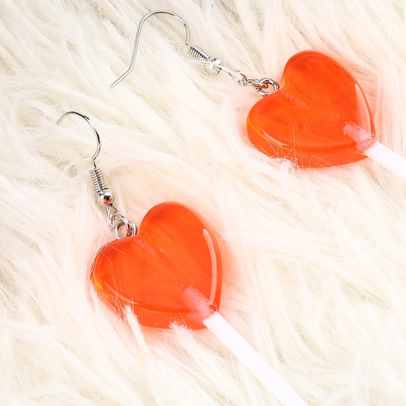 Cifudec Heart Earrings Dangle Valentine's Day Earrings Heart Earrings Cute Love Dangling Heart Earrings for Women (Red Candy Heart) - Image 4