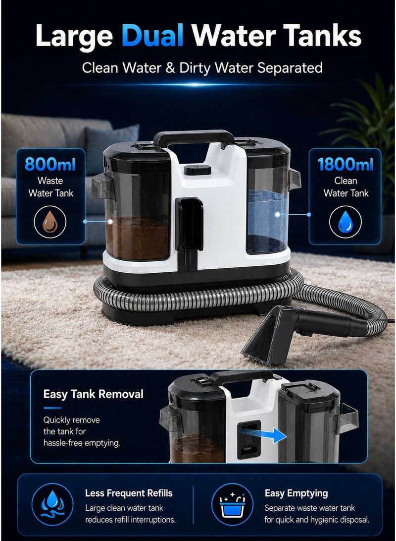 Panda Carpet Cleaner Wired Dry & Wet Cleaner, Removes Tough Spot & Stain, Easy To Use on Multi Surfaces: Sofa, Car And Upholstery 500W Black - Image 4