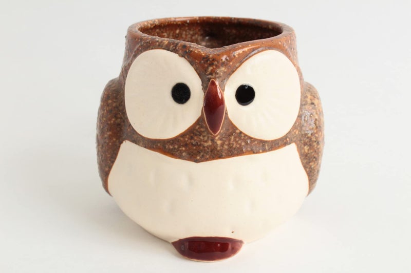 Minoribo Mino ware Japanese Pottery Mug Cup Owl Shape made in Japan (Japan Import) CPM103 (Coffee Brown) - Image 2