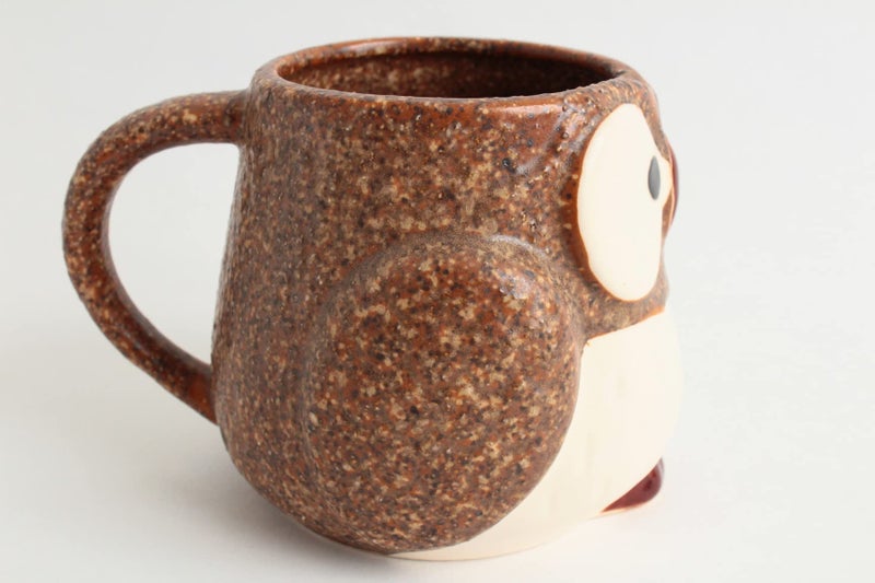 Minoribo Mino ware Japanese Pottery Mug Cup Owl Shape made in Japan (Japan Import) CPM103 (Coffee Brown) - Image 3