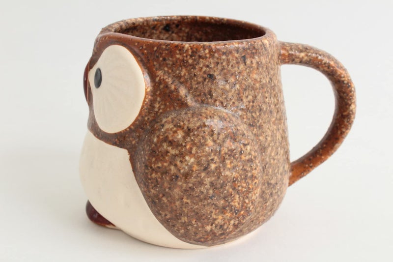 Minoribo Mino ware Japanese Pottery Mug Cup Owl Shape made in Japan (Japan Import) CPM103 (Coffee Brown) - Image 5