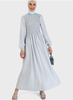 Ruched Tiered Balloon Sleeve Dress