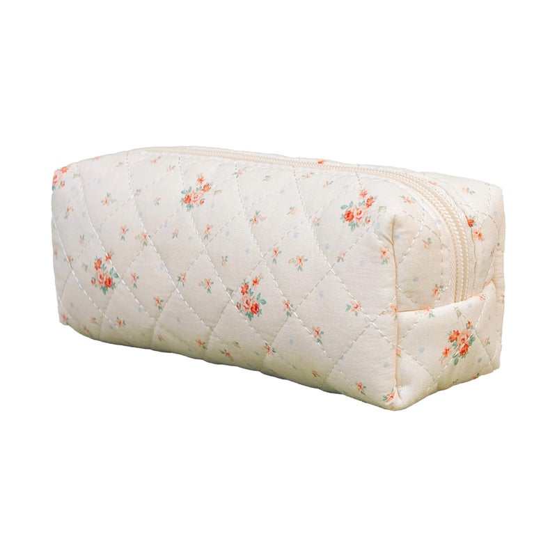 Carry bloom Pencil Pouch Cute Pencil Case for Girls Aesthetic Pencil Bag with Zipper Pen Cases School Supplies Makeup Bag 3 floral beige