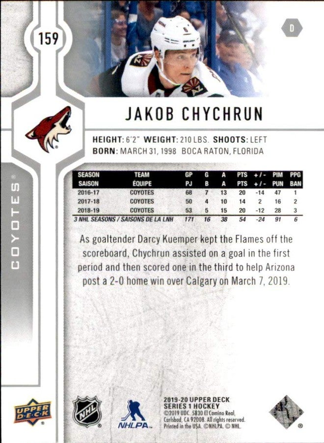 Upper Deck 2019-20 Upper Deck Hockey #159 Jakob Chychrun - Image 2