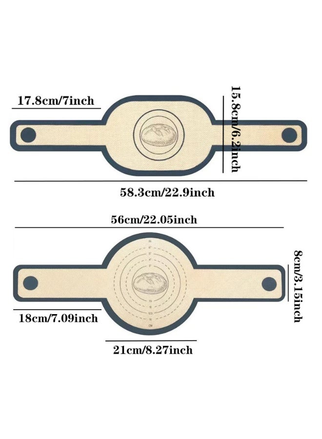 Silicone Bread Sling Oval and Round, Non-Stick & Easy Clean Reusable Oval and Round Silicone Bread Baking Mat with Long Handles - Image 3