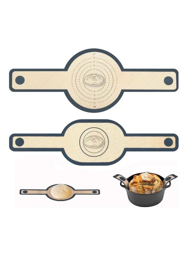 Silicone Bread Sling Oval and Round, Non-Stick & Easy Clean Reusable Oval and Round Silicone Bread Baking Mat with Long Handles - Image 1