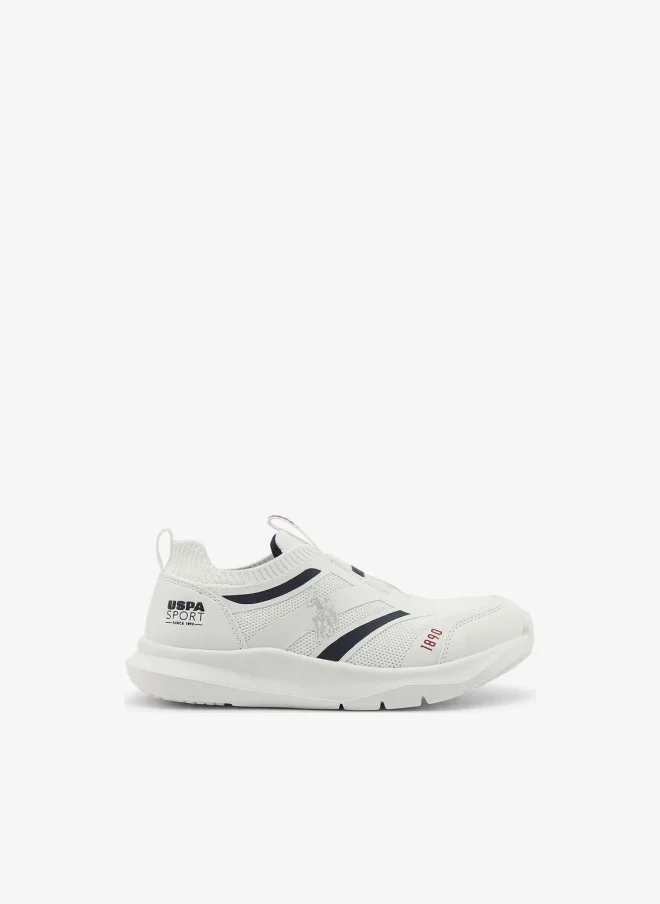 Kids White Low-Top Casual  Slip On Sneakers - Sleek Everyday Style and Comfort for Effortless Wear