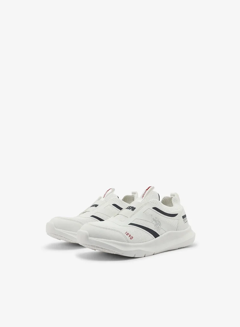 U.S. Polo Assn. white Kids White Low-Top Casual  Slip On Sneakers - Sleek Everyday Style and Comfort for Effortless Wear for Kids | Best Price UAE