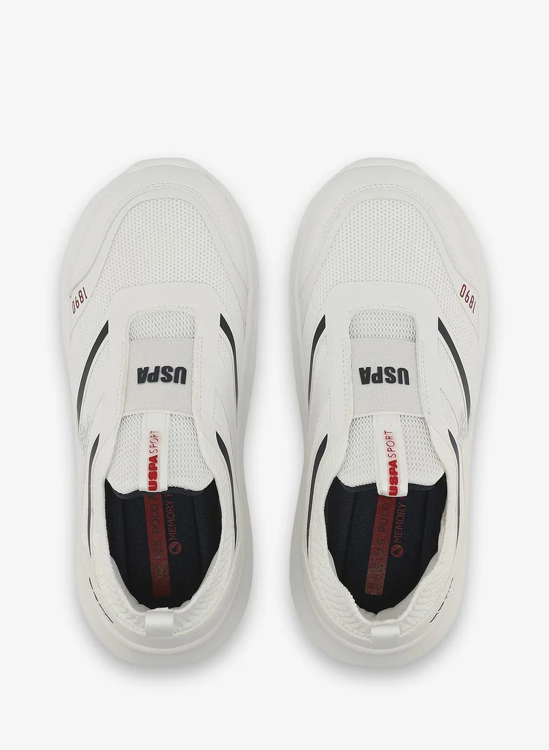 U.S. Polo Assn. white Kids White Low-Top Casual  Slip On Sneakers - Sleek Everyday Style and Comfort for Effortless Wear for Kids | Best Price UAE