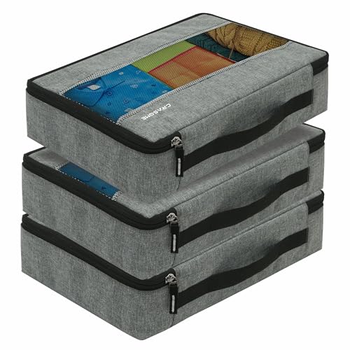 Crasome Packing Cubes for Travel, Travel Organizer for Men & Women, Toiletries & Clothes Storage Bags, Travel Organizer Packing Bags, Pack of 3 (Cube1-Grey-Pack3) - Image 1