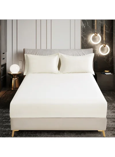 Donetella Bedding Fitted Sheet - Fits 200x200 Cm For Super King Bed 3 Pcs (1 Fitted Sheet and 2 Pillowcases) - 35 Cm Deep Pocket - Solid Bed Sheet