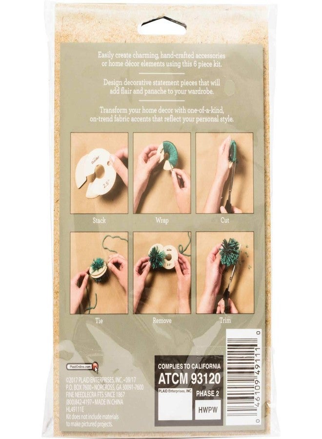 Bucilla 6 Piece Wood Pom Pom Maker, 3 Sizes - Image 2