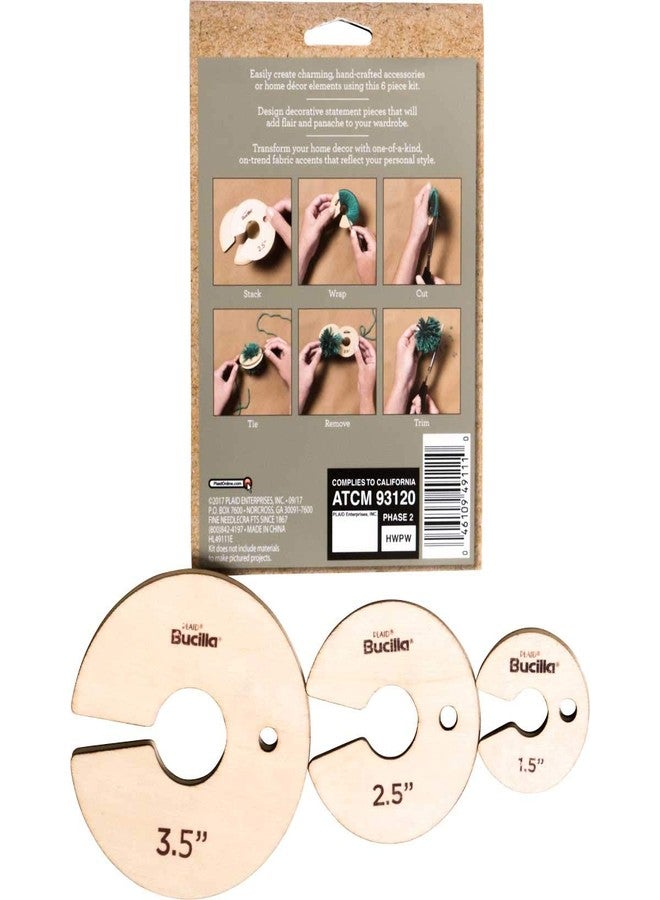 Bucilla 6 Piece Wood Pom Pom Maker, 3 Sizes - Image 3