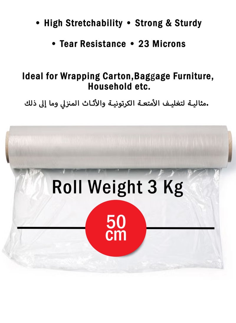 Toshionics Heavy Duty Clear Stretch Film Wrap – 3Kg Roll with 300g Core | Industrial Strength Plastic Wrap for Pallets, Cargo & Home Packing - Image 2