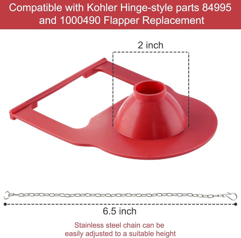 Hibbent 2 Inch Toilet Flapper Replacement Compatible with Kohler Hinge-style parts 84995 and 1000490 Toilet Flapper, High Performance with Stainless Chain, Easy to Install - Image 3
