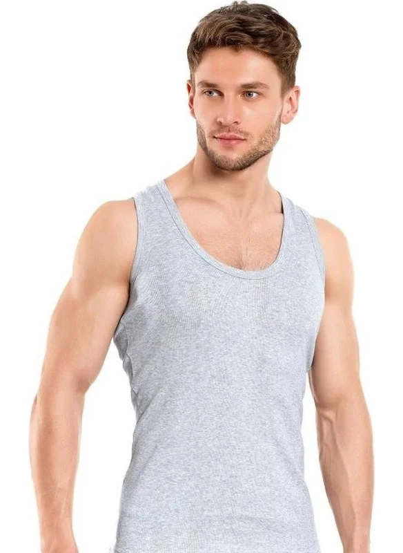 Seher Yıldızı Morning Star 6-Pack Gray Ribana Men's Sports UNDERSHIRT-SER0058-6XL