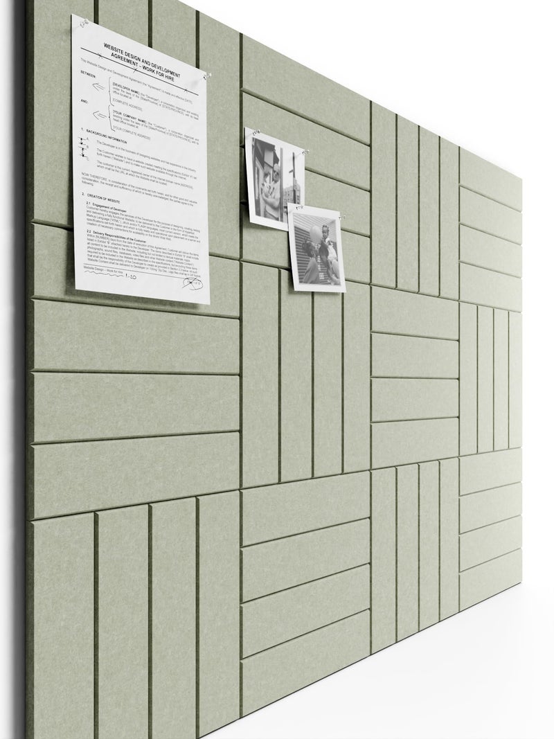 Bumusty Large Cork Board Alternative-48 x 36" Felt Bulletin Board Tiles, with 30 Pushpins, 70 Adhesive Tabs, 12-Pack Slat Wall Paneling, Cork Boards for Office Push Pin Board Felt Board-Sage - Image 1