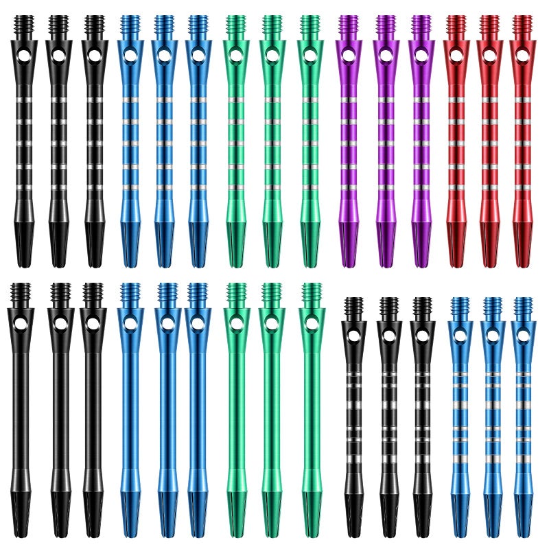 Skylety 30 Pcs Dart Shafts for Steel Tip Medium 2BA Thread Aluminium Alloy Dart Stems 50 mm 53 mm with Rubber Rings Replacement Harrows Dart Accessories and Flights(Classic Style,Multi Colors) - Image 1