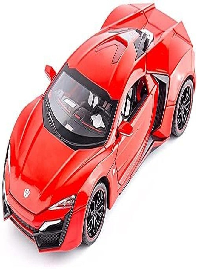 PEZYOX LYKAN HYPERSPORT Sport 1:24 Big Size Diecast Scale Model Alloy Metal Pull Back Toy car for Kids with Openable Doors & Light, Music Toy Vehicle for Kids - Colors as Per Stock (Red) - Image 1