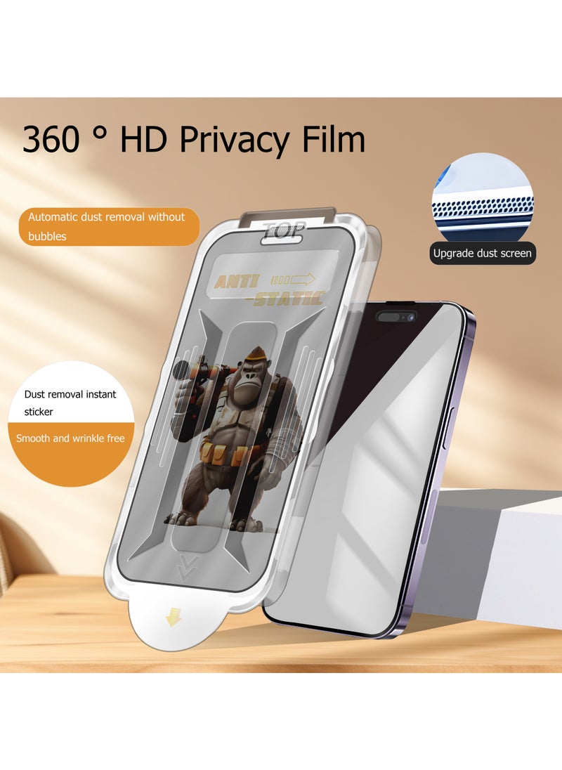 ICARLUS For iPhone 16 Pro Anti-Spy Full Screen Protector Auto-Dust Removal Tempered Glass Film  - Image 1