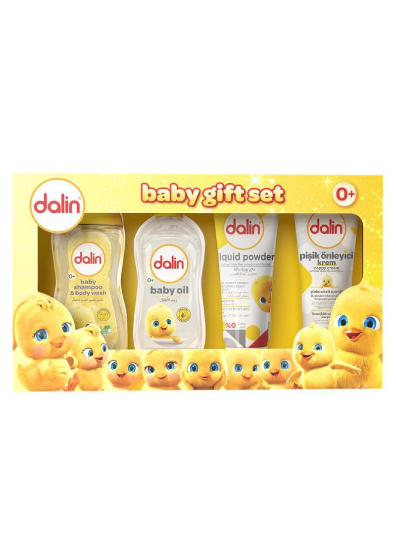 Dalin 5 pieces Gift Set - Baby Shampoo and Body Wash, Baby Oil Baby Liquid Powder 
 Nappy Cream - Image 1