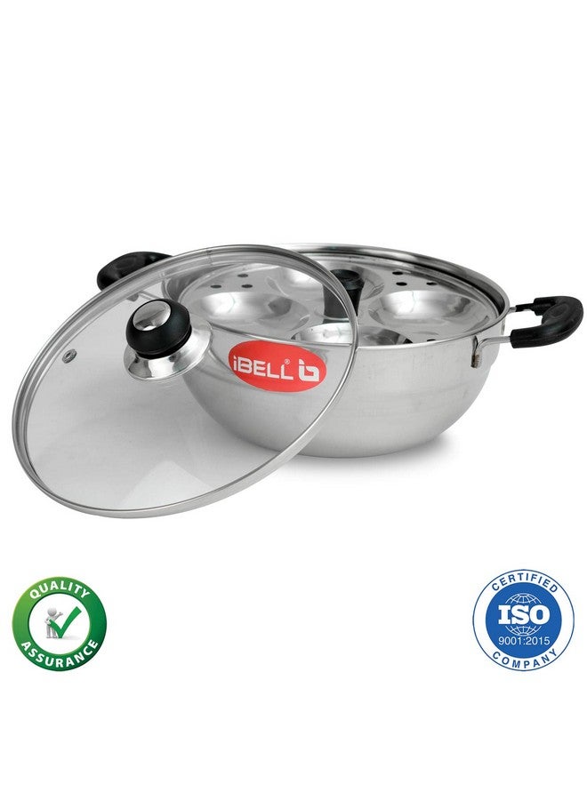 iBELL إيبيل قدر متعدد الاستخدامات من الفولاذ المقاوم للصدأ سعة 3 لترات مع صحنين إيدلي (10 إيدلي) وغطاء زجاجي - Image 3