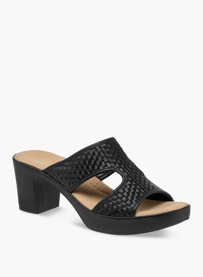 Flora Bella By Shoexpress Women Textured Slip-On Cross Strap Sandals with Block Heels