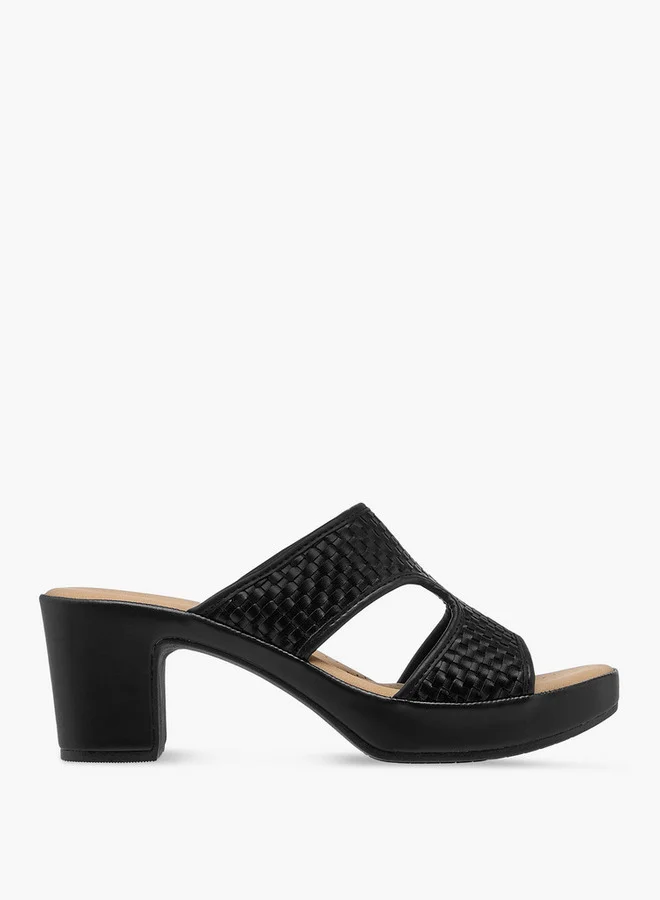 Flora Bella By Shoexpress Women Textured Slip-On Cross Strap Sandals with Block Heels