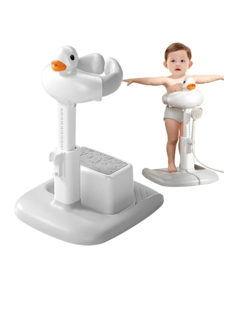 Macon Baby Bath Stand – Anti-Slip Toddler Shower Support Chair (6-36 Months),Adjustable,White - Image 1