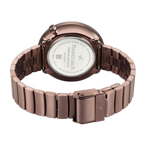 Fastrack Groove Quartz Analog Beige Dial Stainless Steel Strap Watch for Women - Image 2
