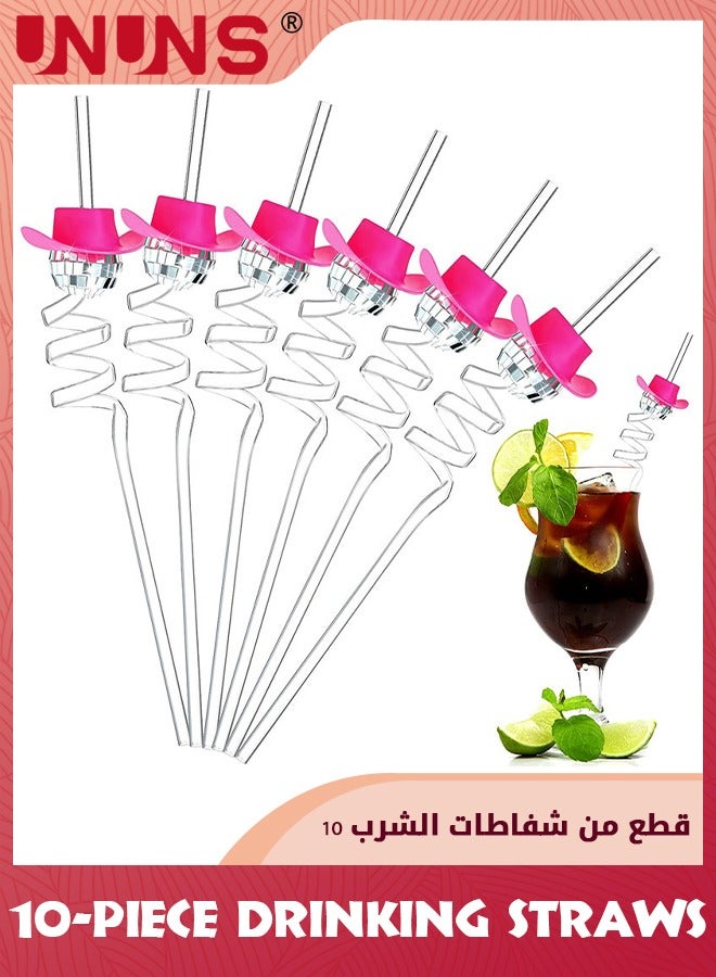 UNUNS Drinking Straw Set,10-Piece Mirror Disco Ball Straws,Mini Disco Cowboy Cowgirl Pink Hat Straw Party Decor For Dance Holiday Wedding Birthday Supplies - Image 5