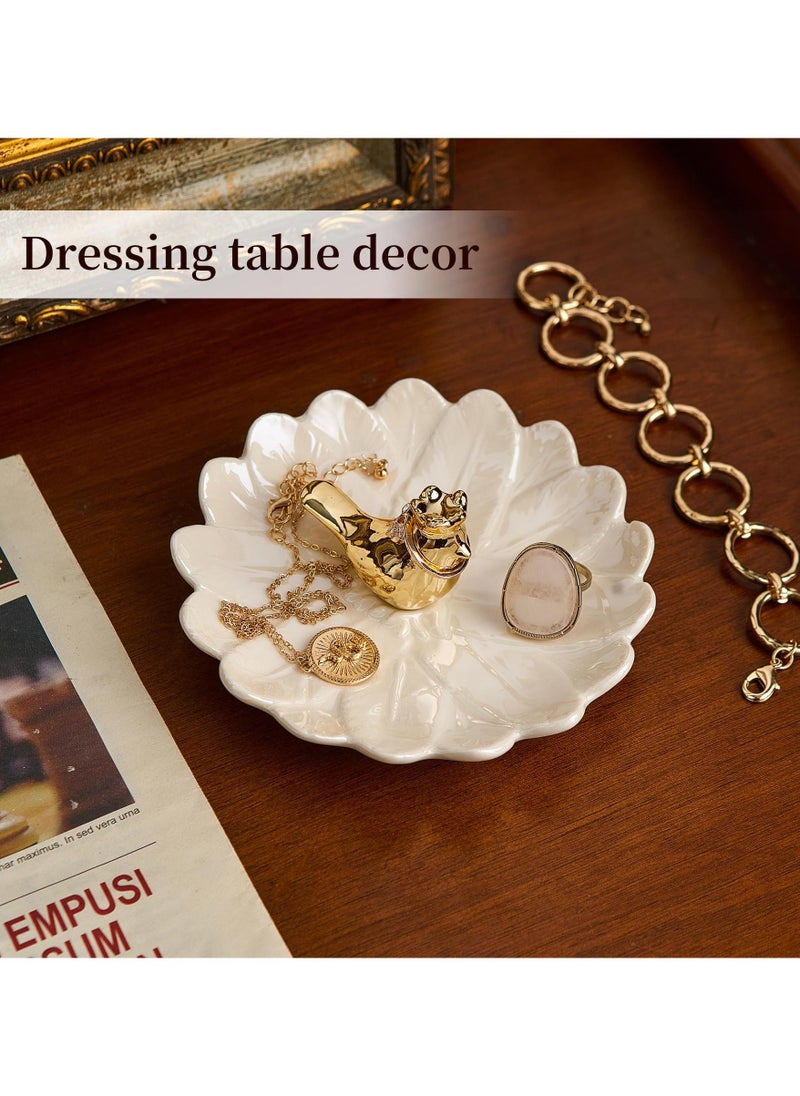 Small Ceramic Jewelry Tray with Gold Bird, Elegant Trinket Dish for Rings, Earrings, Necklaces, Bracelets, Ideal for Entryway, Dresser Decor, Gift for Women and Girls  - Image 4