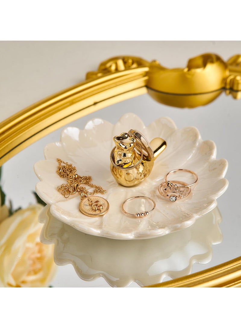Small Ceramic Jewelry Tray with Gold Bird, Elegant Trinket Dish for Rings, Earrings, Necklaces, Bracelets, Ideal for Entryway, Dresser Decor, Gift for Women and Girls  - Image 2