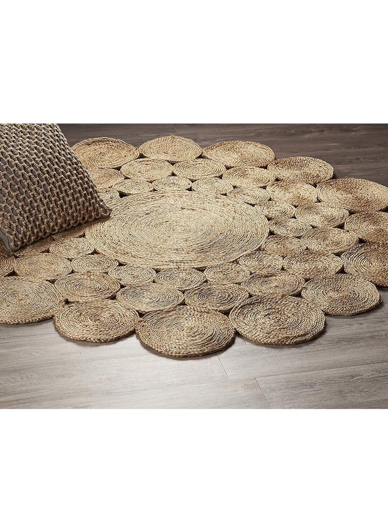 LINGWEI Jute Rug Carpet Floor Mate Round Area Rug For Living room Bedroom Beige 120x120cm  - Image 4