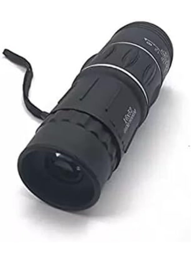 منظار أحادي العدسة بعدسة تكبير بصرية مزدوجة التركيز بتكبير 16 مرة مناسبة للسفر في الخارج لمشاهدة الطيور  (52 ملم، أسود) - Image 2