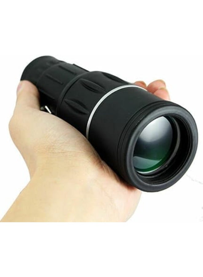 منظار أحادي العدسة بعدسة تكبير بصرية مزدوجة التركيز بتكبير 16 مرة مناسبة للسفر في الخارج لمشاهدة الطيور  (52 ملم، أسود) - Image 1