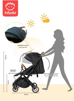 hibobi Lightweight Travel Stroller for Baby & Toddlers - Easy Fold & Compact Stroller with Canopy, Storage Basket, Multi-Position Recline & Convenient Two-Hand Fold - Airplane Stroller for Infants & Newborn  - Image 5