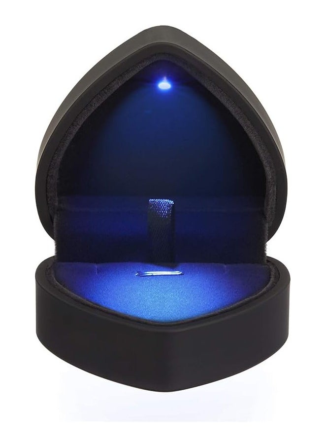 Ocean Heart Shaped LED Pendant Necklace Box, Velvet Necklace Display Box, Jewelry Gift Boxes for Bracelet, Small Jewelry Display with Light for Proposal Engagement Wedding, Black  - Image 2
