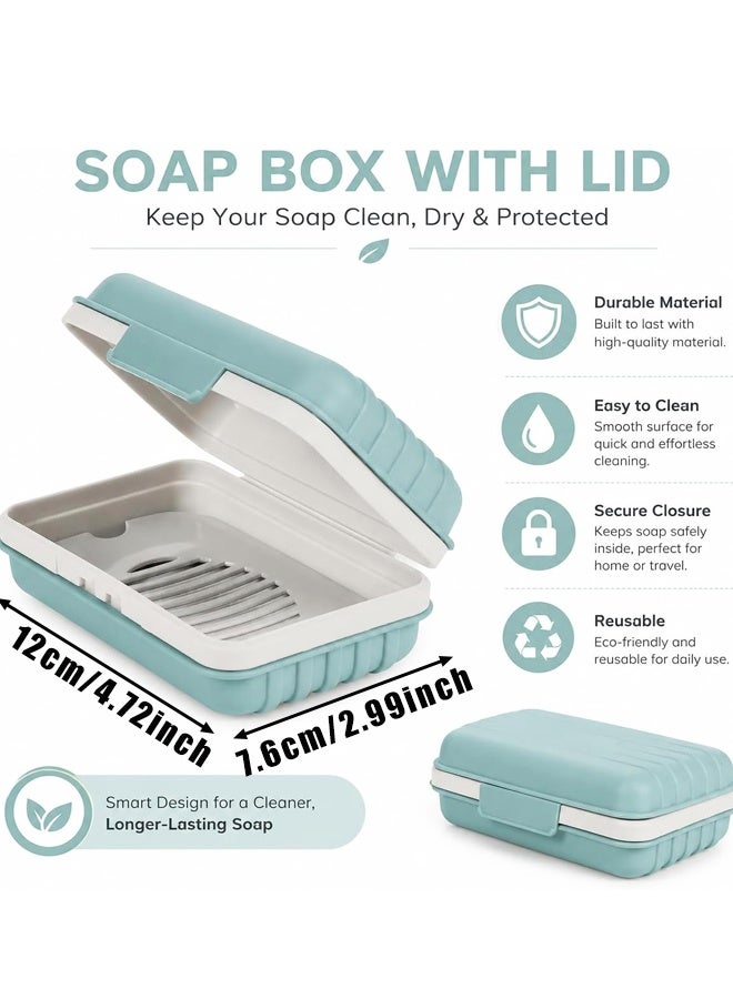 Portable Leakproof Soap Case With Lid Blue For Travel Gym - Image 2