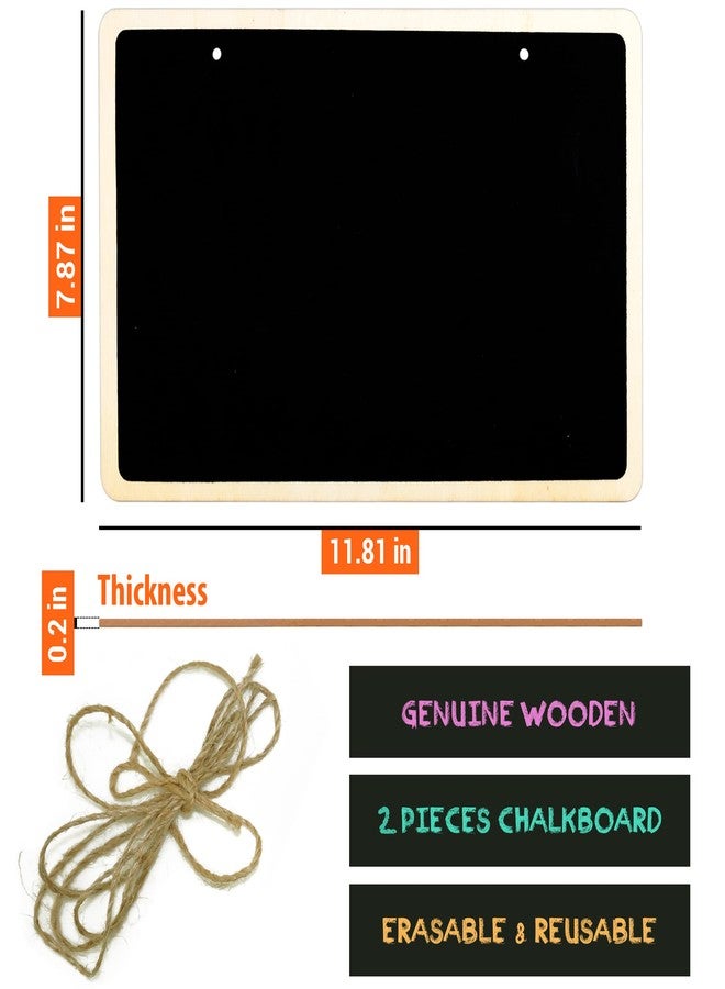IFAMIO Framed Chalkboard Hanging Signs Erasable Wood Rectangle Small Vintage Rustic Blackboard Message Memo Display for Wedding, Bar, Restaurant, Kitchen Pantry & Wall Decor, 2 Pack - Image 2