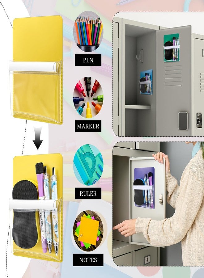 Sherr 6 Pcs Magnetic Pockets Pen Marker Holders, Whiteboard Magnetic Pouches 4.7 x 6.5 Clear File Holder for Fridge Locker Classroom, Dry Erase Marker Storage Organizer (4.7 x 6.5 in,Mixed Colors) - Image 4