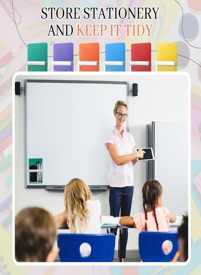 Sherr 6 Pcs Magnetic Pockets Pen Marker Holders, Whiteboard Magnetic Pouches 4.7 x 6.5 Clear File Holder for Fridge Locker Classroom, Dry Erase Marker Storage Organizer (4.7 x 6.5 in,Mixed Colors) - Image 5
