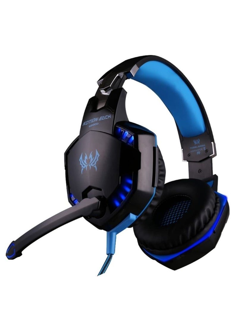 G2000 Gaming Headphone Headset Stereo Bass Over-ear Headband Mic PC Blue - Image 3