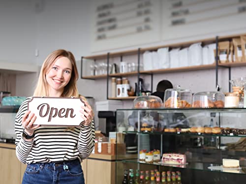 Toros.Store Double-Sided Wooden Open Sign for Business - 12 х 6 Inches Open Closed Sign for Window or Door, Vintage Style Wood Panel, Decorative - Image 2