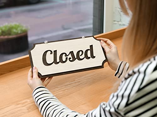 Toros.Store Double-Sided Wooden Open Sign for Business - 12 х 6 Inches Open Closed Sign for Window or Door, Vintage Style Wood Panel, Decorative - Image 3